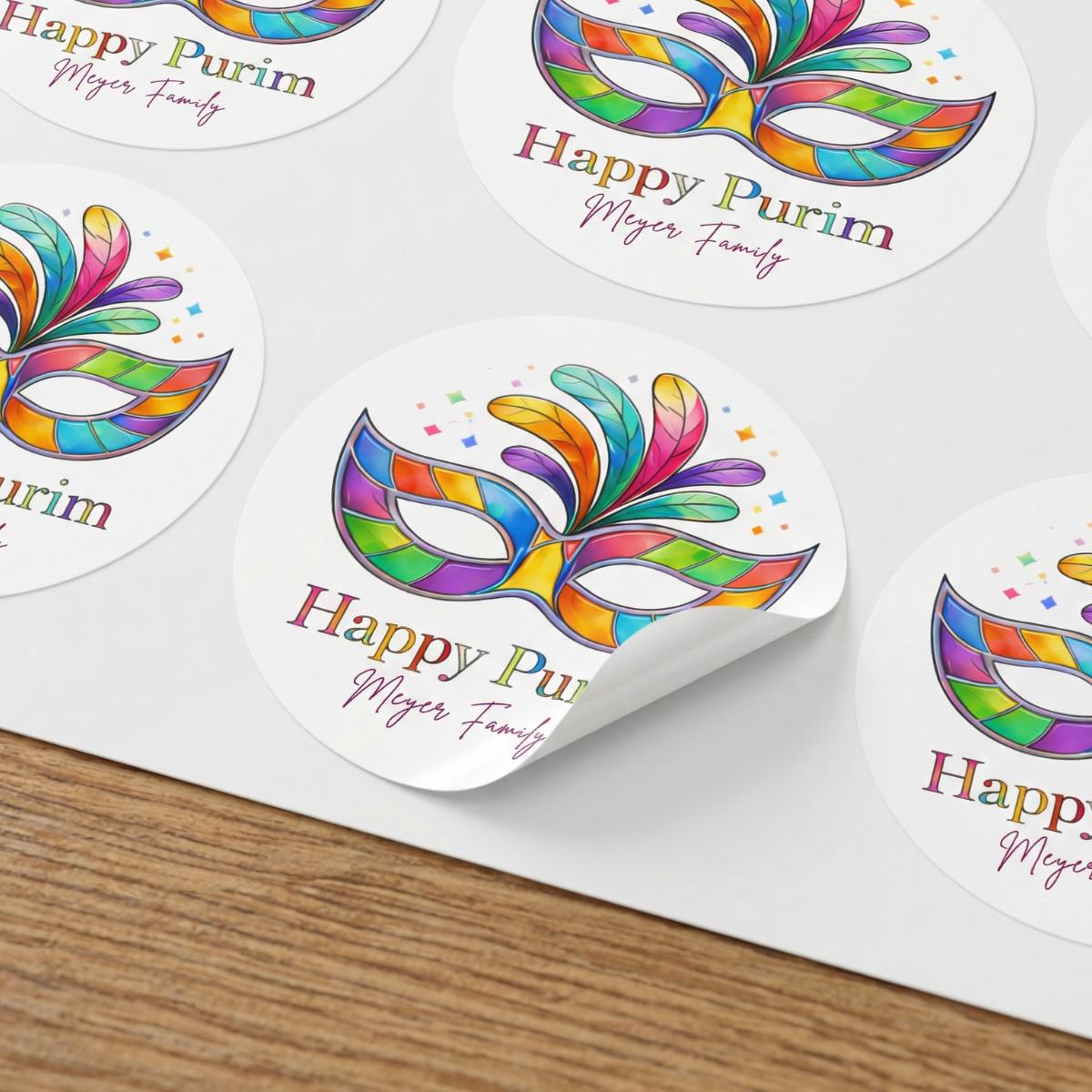 Personalized Happy Purim Stickers, Glossy Purim Labels, Mishloach Manot Stickers, Custom Jewish Gift Stickers