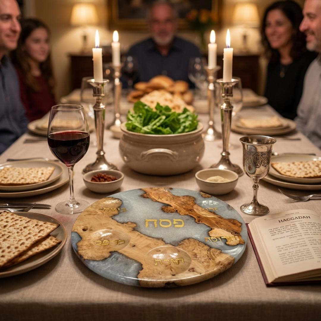 Limited Stock Handmade Resin and Wood Seder Plate Unique Passover Judaica Gift