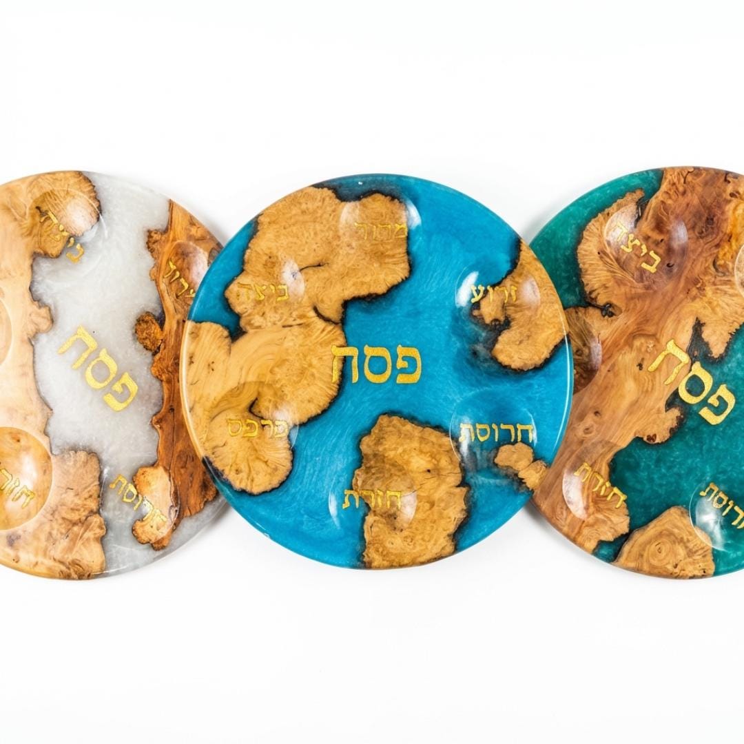 Limited Stock Handmade Resin and Wood Seder Plate Unique Passover Judaica Gift