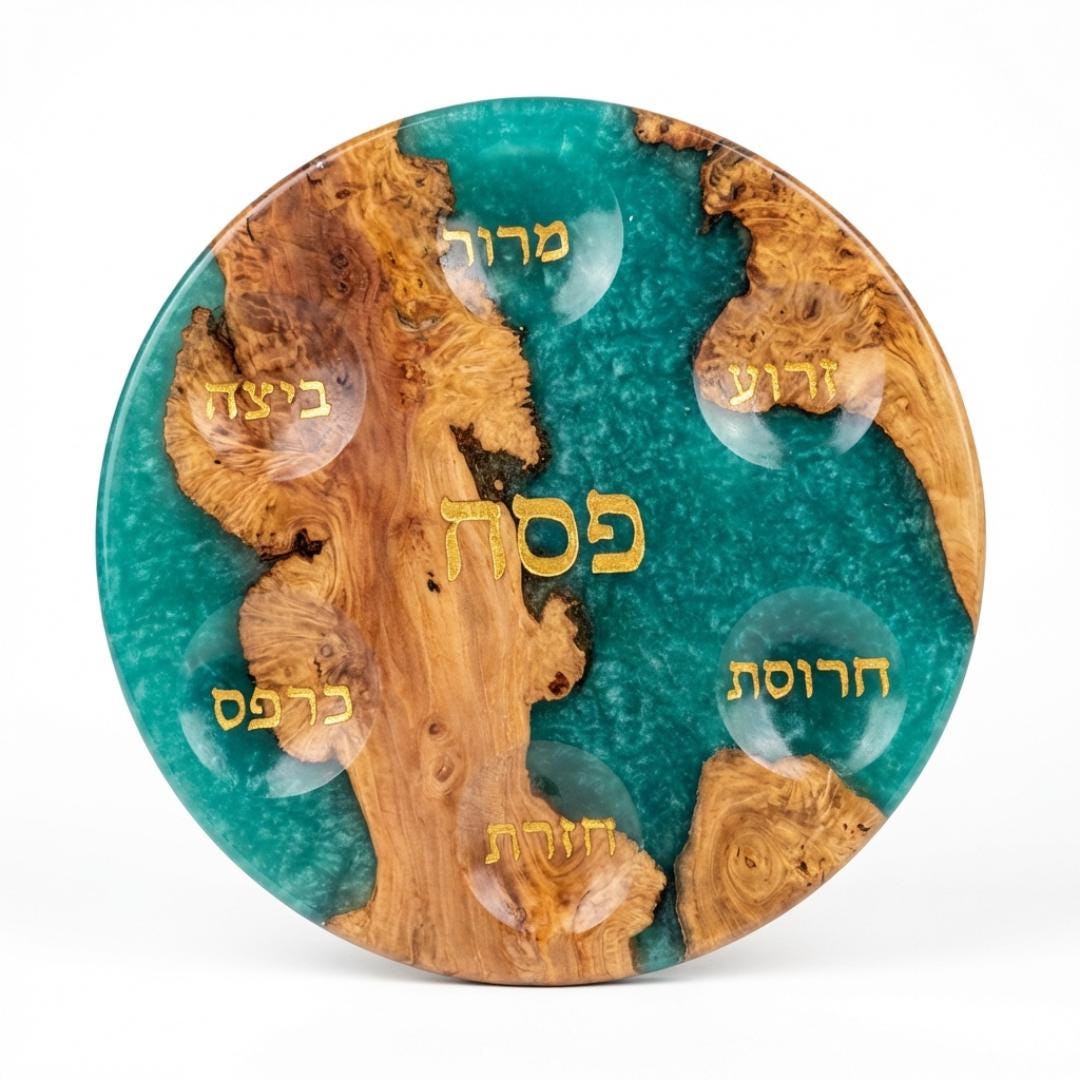 Limited Stock Handmade Resin and Wood Seder Plate Unique Passover Judaica Gift