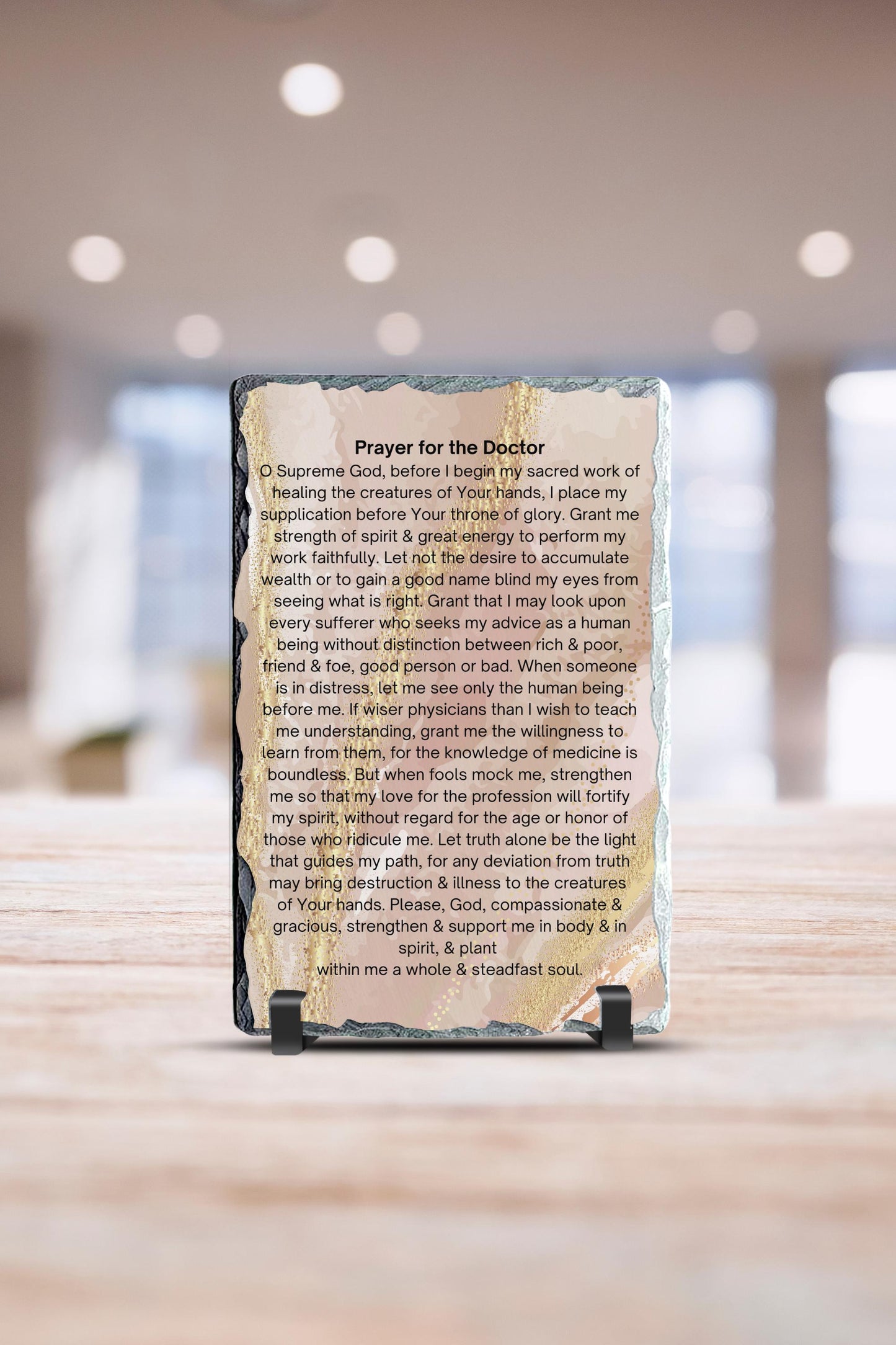 Bracha L’Rofeh Granite Plaque – Doctor’s Blessing – Hebrew/English Prayer – Judaica Gift