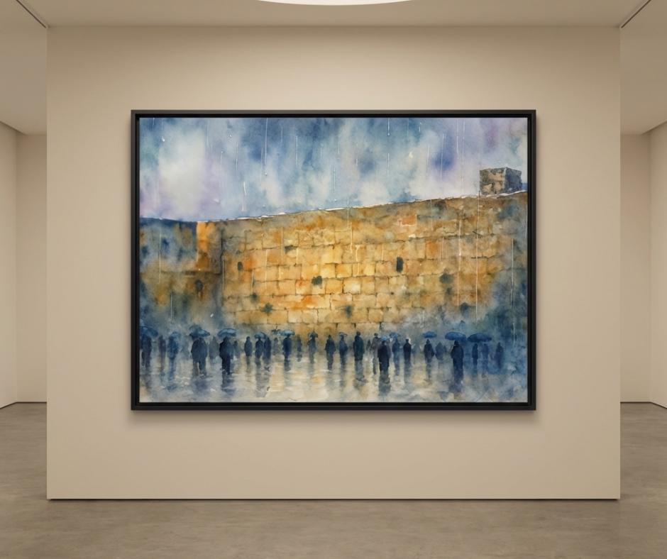 Kotel in the Rain – Western Wall Jerusalem Art | Judaica Wall Decor