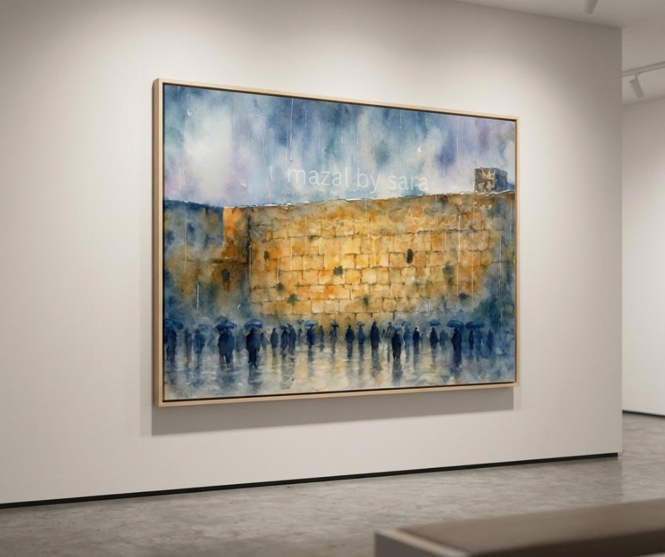 Kotel in the Rain – Western Wall Jerusalem Art | Judaica Wall Decor