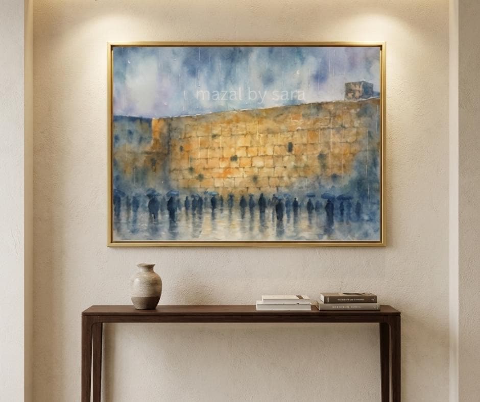 Kotel in the Rain – Western Wall Jerusalem Art | Judaica Wall Decor