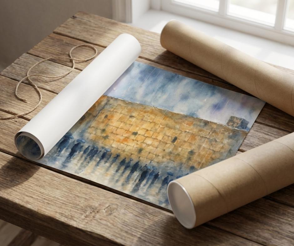 Kotel in the Rain – Western Wall Jerusalem Art | Judaica Wall Decor