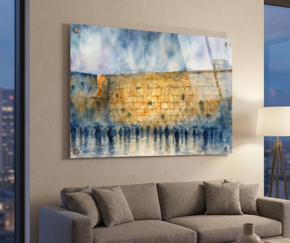 Kotel in the Rain – Western Wall Jerusalem Art | Judaica Wall Decor