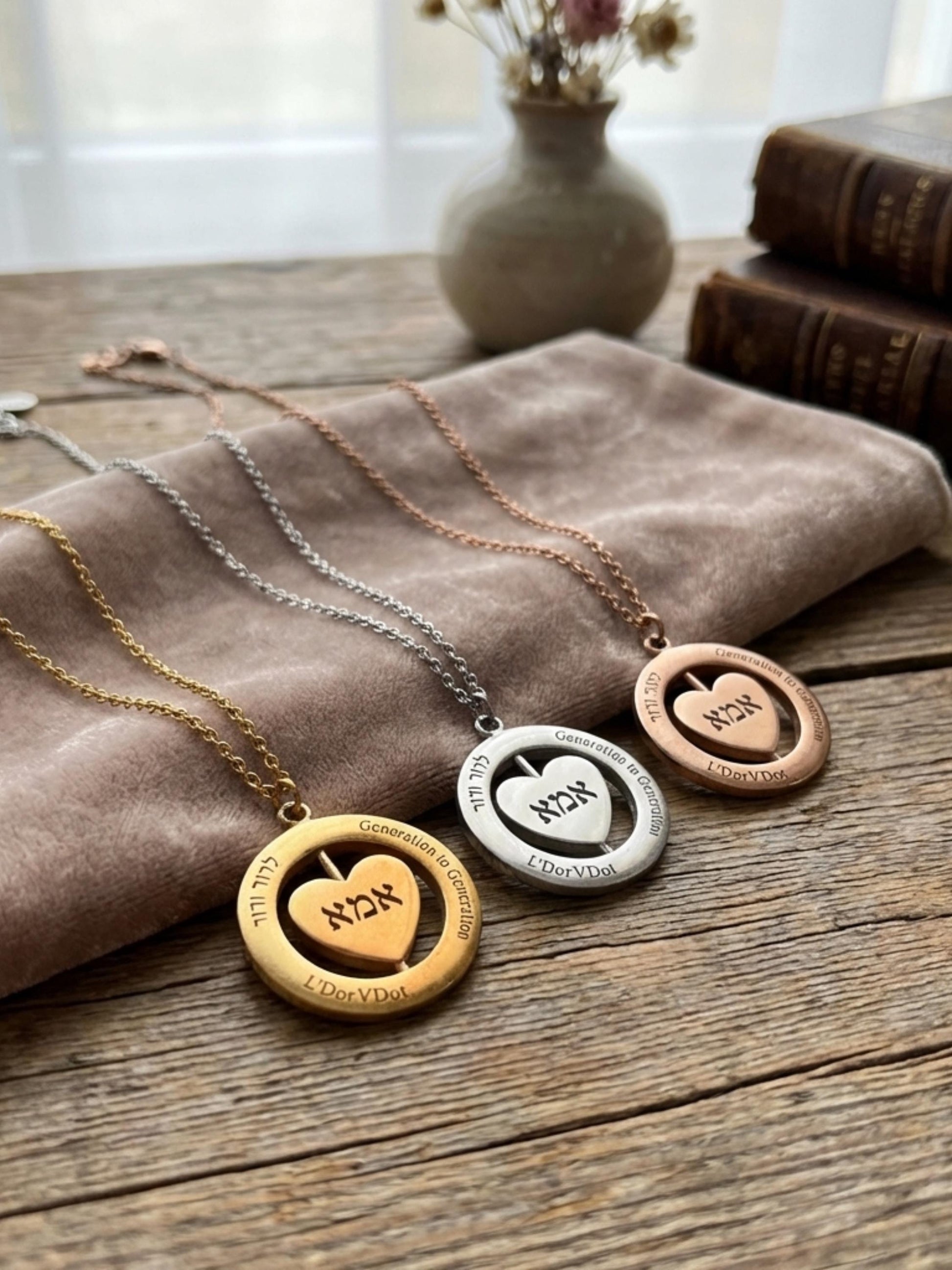 Personalized Hebrew ima Heart Necklace, Custom Engraved Mom Necklace, Hebrew Name Jewelry, Savta Gift, Mother’s Day Gift