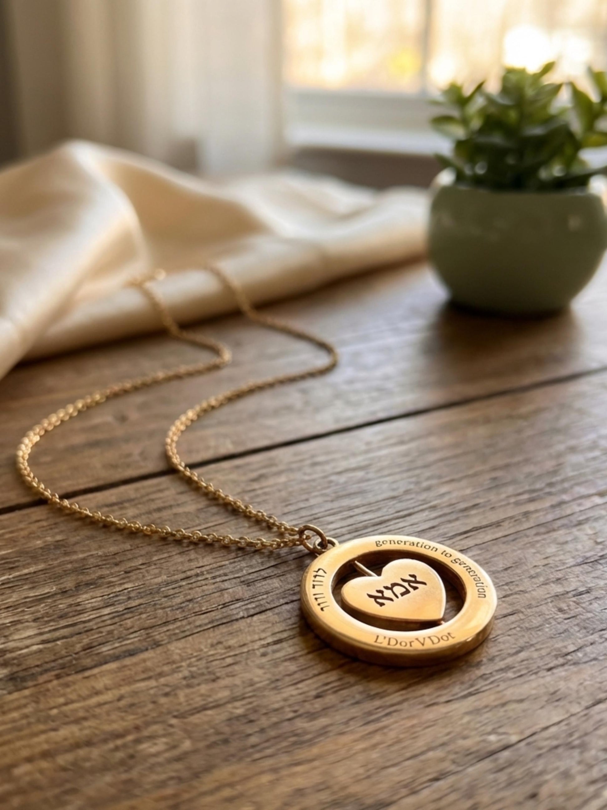 Personalized Hebrew ima Heart Necklace, Custom Engraved Mom Necklace, Hebrew Name Jewelry, Savta Gift, Mother’s Day Gift