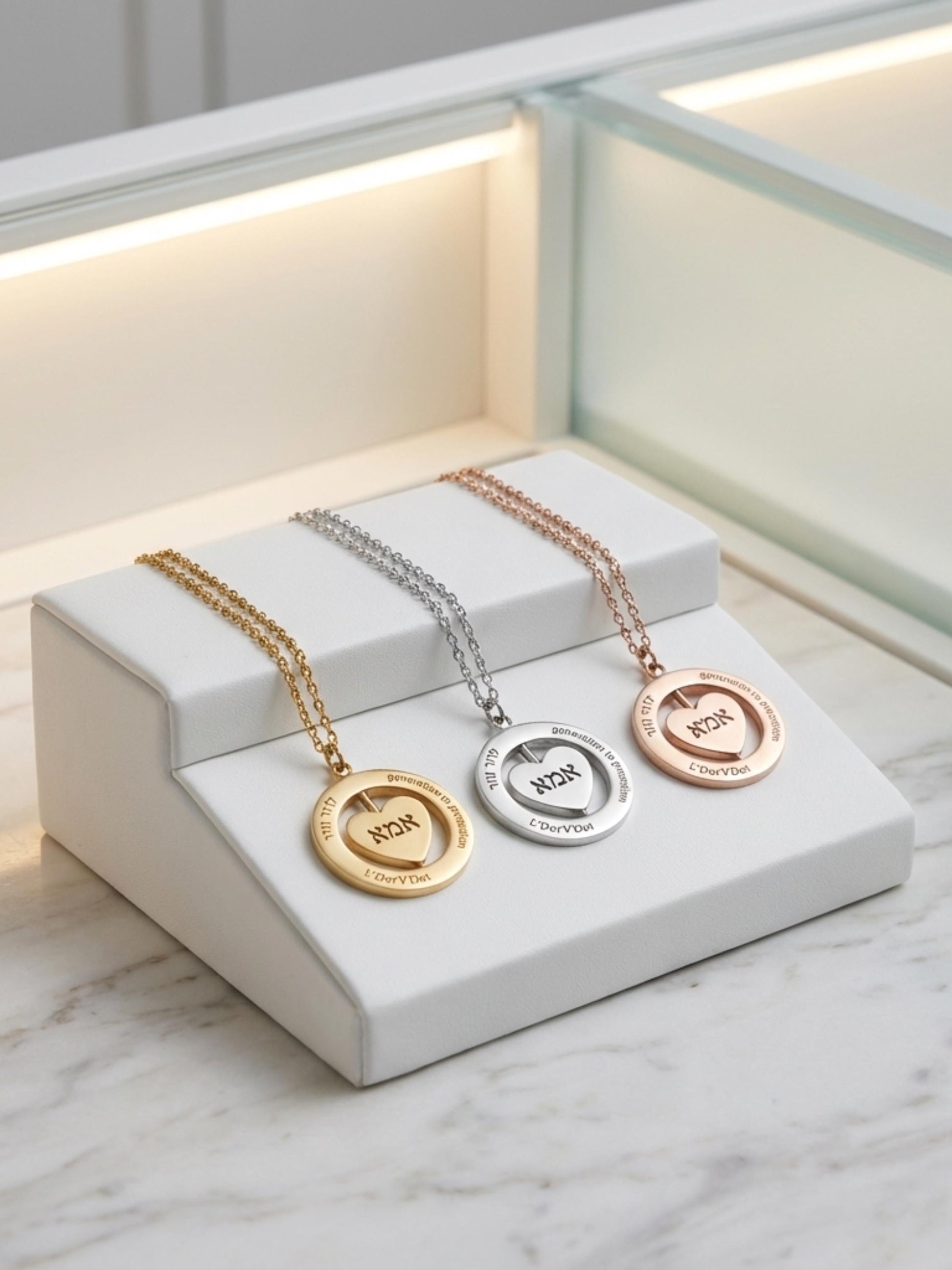 Personalized Hebrew ima Heart Necklace, Custom Engraved Mom Necklace, Hebrew Name Jewelry, Savta Gift, Mother’s Day Gift
