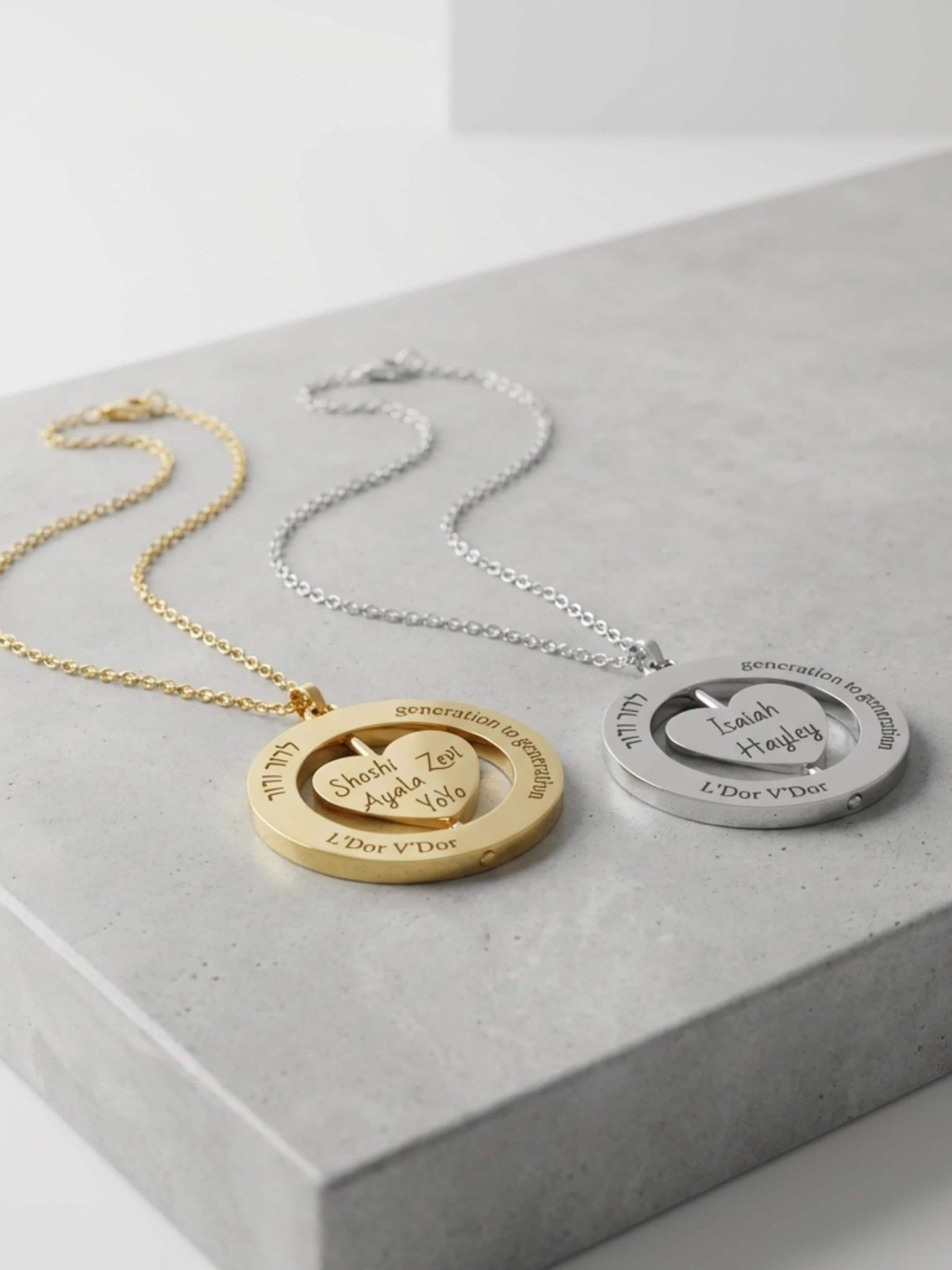 Personalized Hebrew ima Heart Necklace, Custom Engraved Mom Necklace, Hebrew Name Jewelry, Savta Gift, Mother’s Day Gift