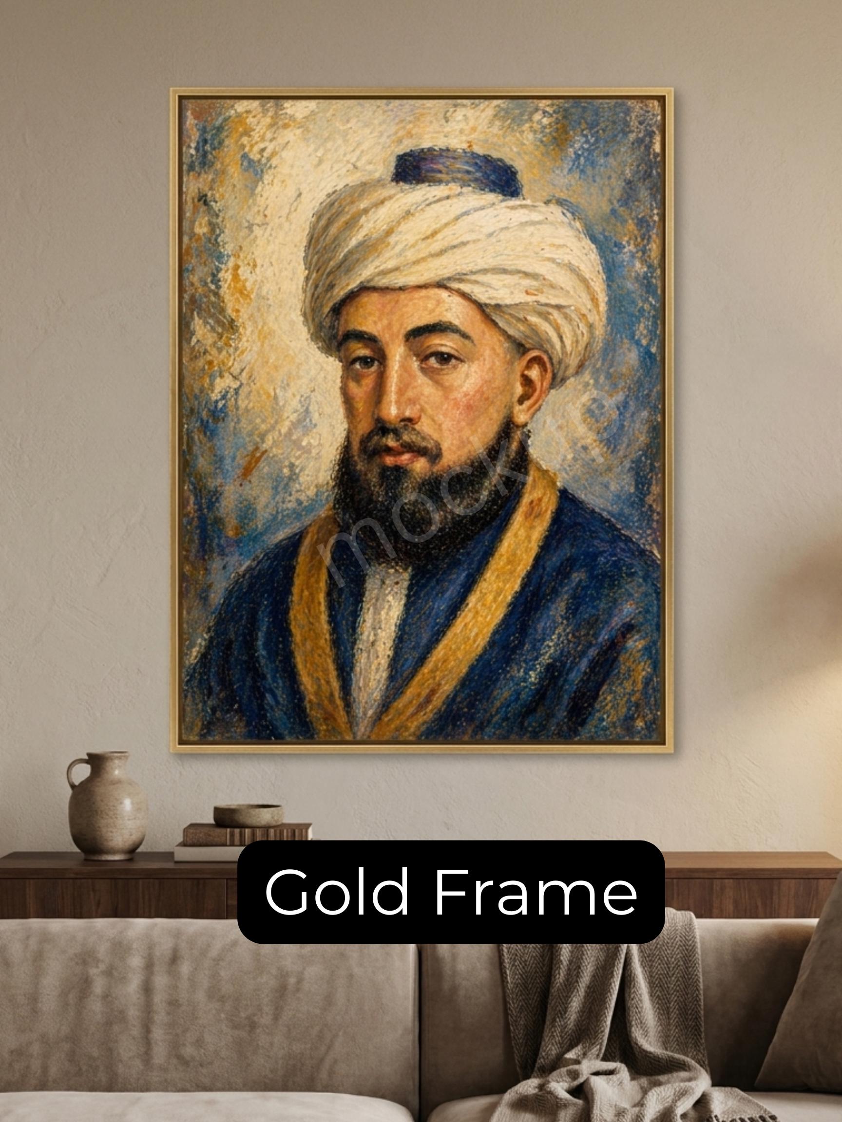 Rambam Rebbe Painting – Jewish Wall Art | Maimonides Artwork | Jewish Rabbi Portrait