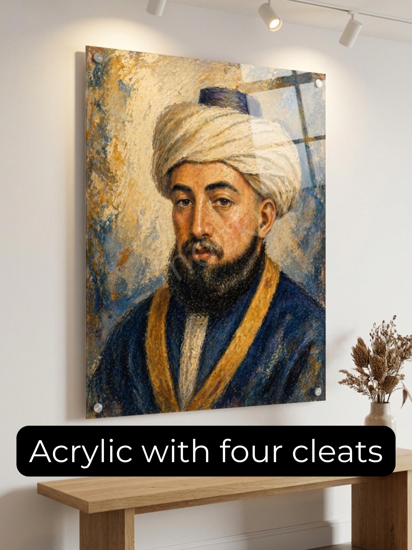 Rambam Rebbe Painting – Jewish Wall Art | Maimonides Artwork | Jewish Rabbi Portrait