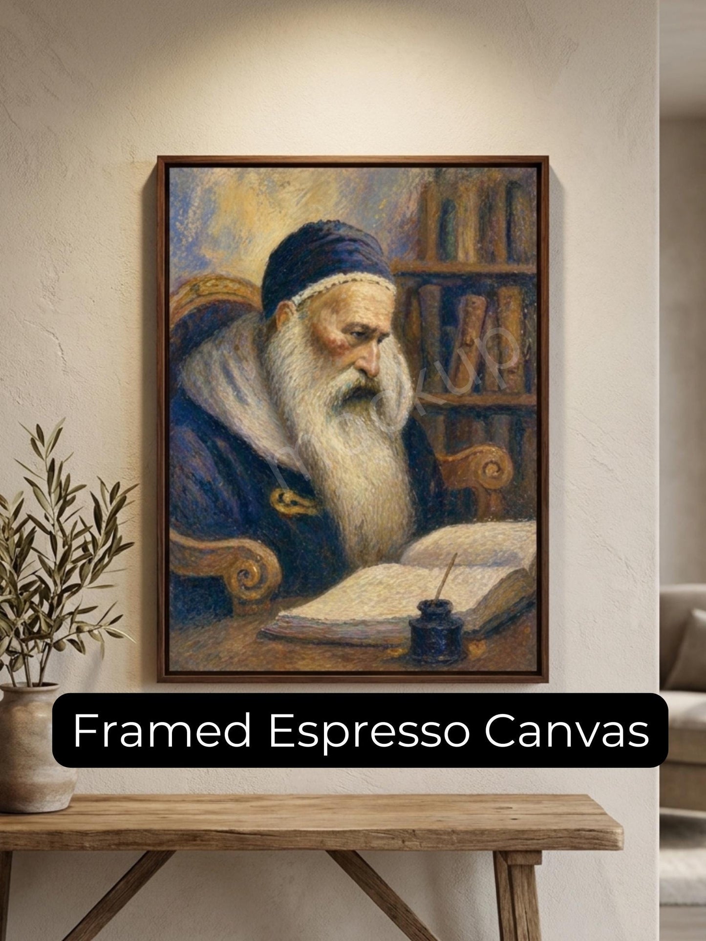 Ramban Painting – Jewish Wall Art | Nachmanides Portrait | Torah Scholar Artwork