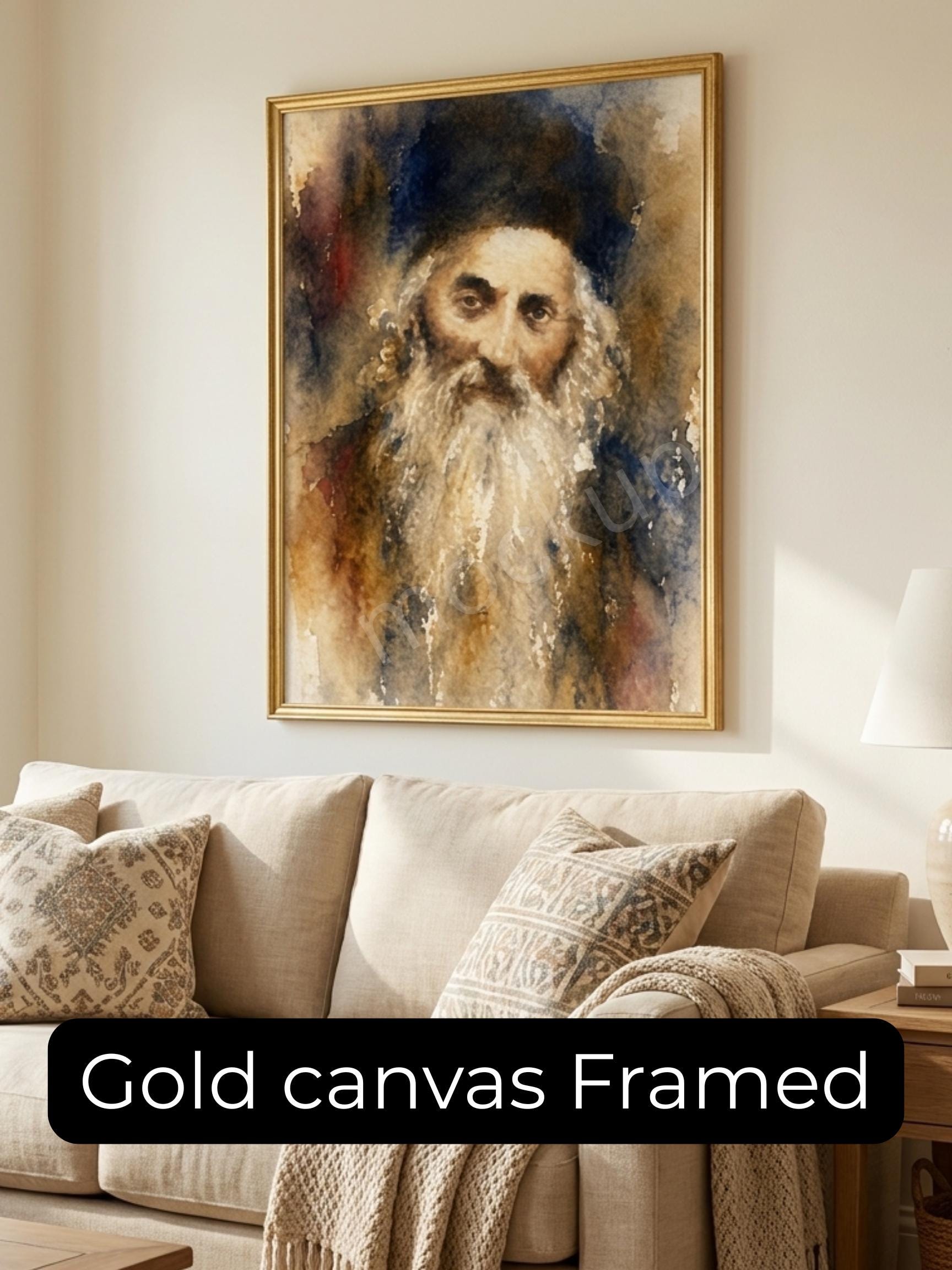 Baal Shem Tov Painting – Jewish Wall Art | Chassidic Rebbe Portrait | Spiritual Judaica Art