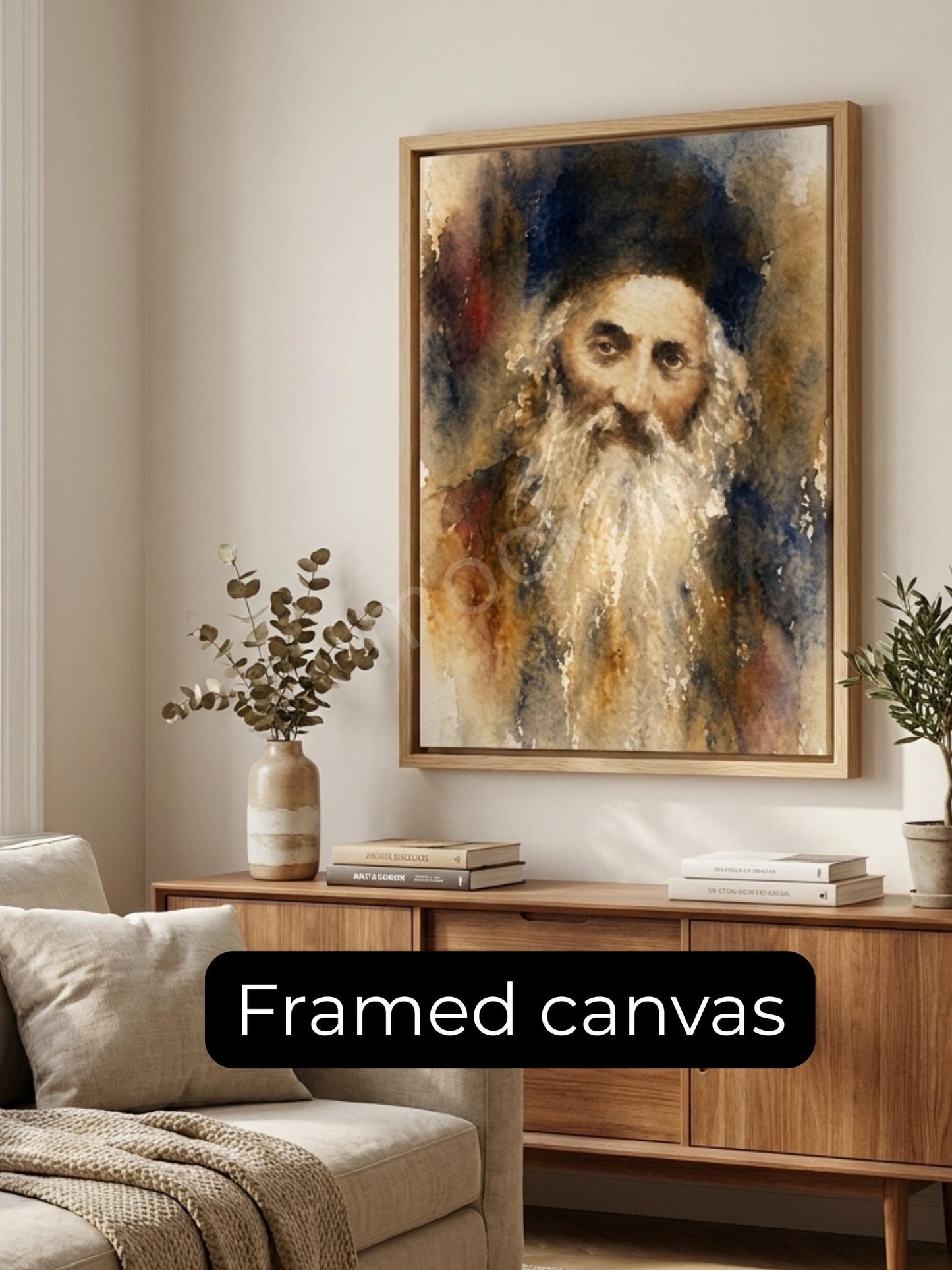 Baal Shem Tov Painting – Jewish Wall Art | Chassidic Rebbe Portrait | Spiritual Judaica Art