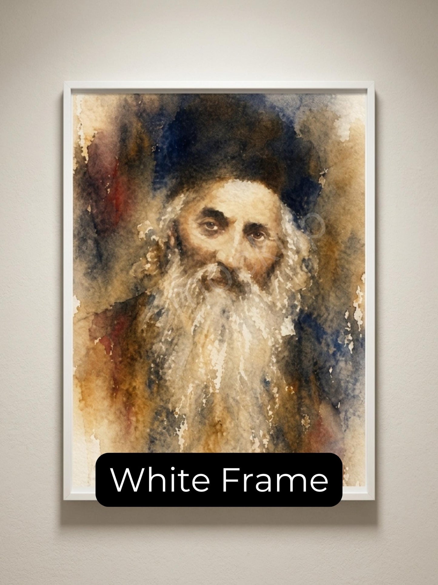 Baal Shem Tov Painting – Jewish Wall Art | Chassidic Rebbe Portrait | Spiritual Judaica Art