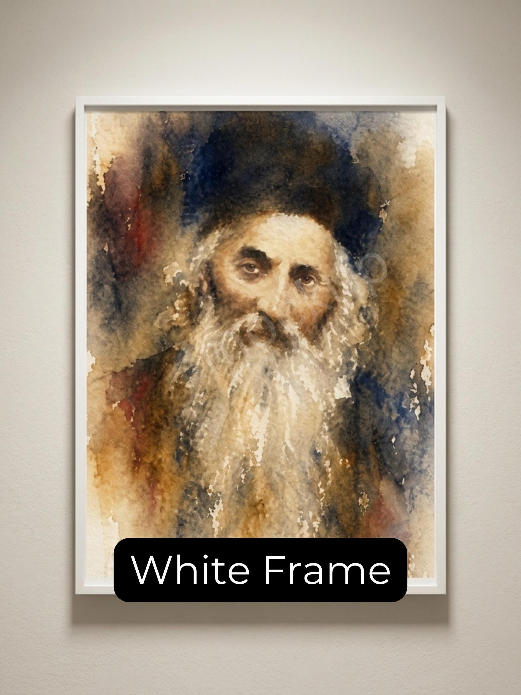 Baal Shem Tov Painting – Jewish Wall Art | Chassidic Rebbe Portrait | Spiritual Judaica Art