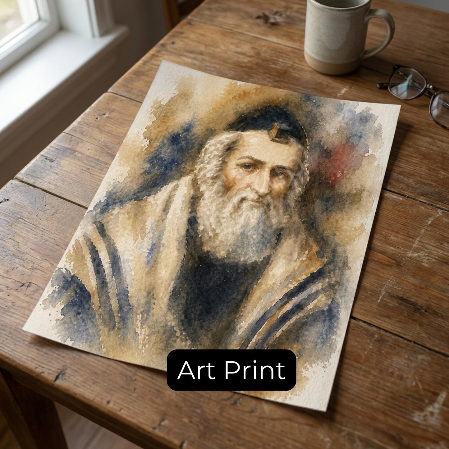 Vilna Gaon Painting – Jewish Wall Art | Gra Portrait | Torah Scholar Artwork