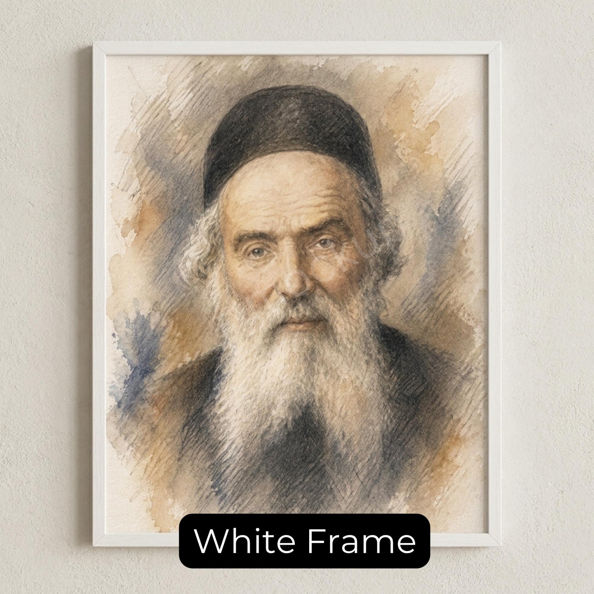 Chofetz Chaim Painting – Jewish Wall Art | Rabbi Portrait | Torah Scholar Artwork