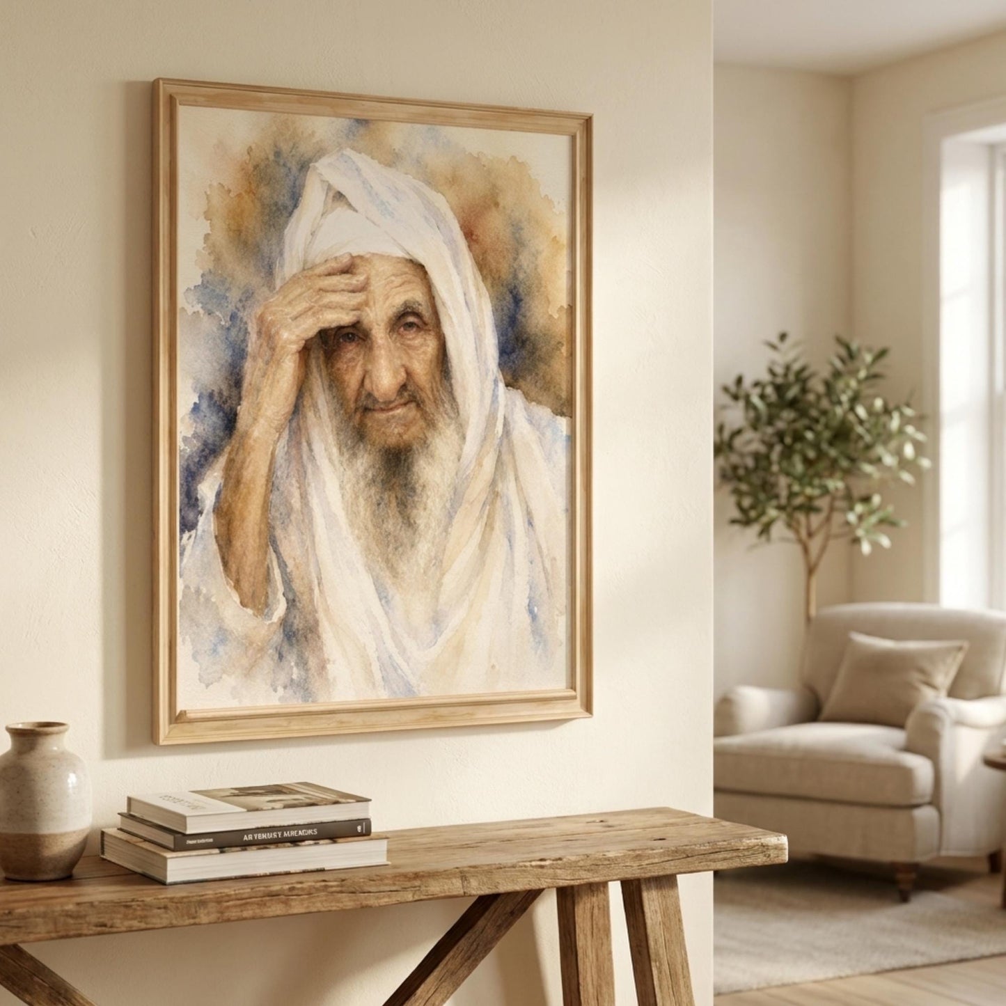Baba Sali Painting – Jewish Wall Art | Gra Portrait | Torah Scholar Artwork