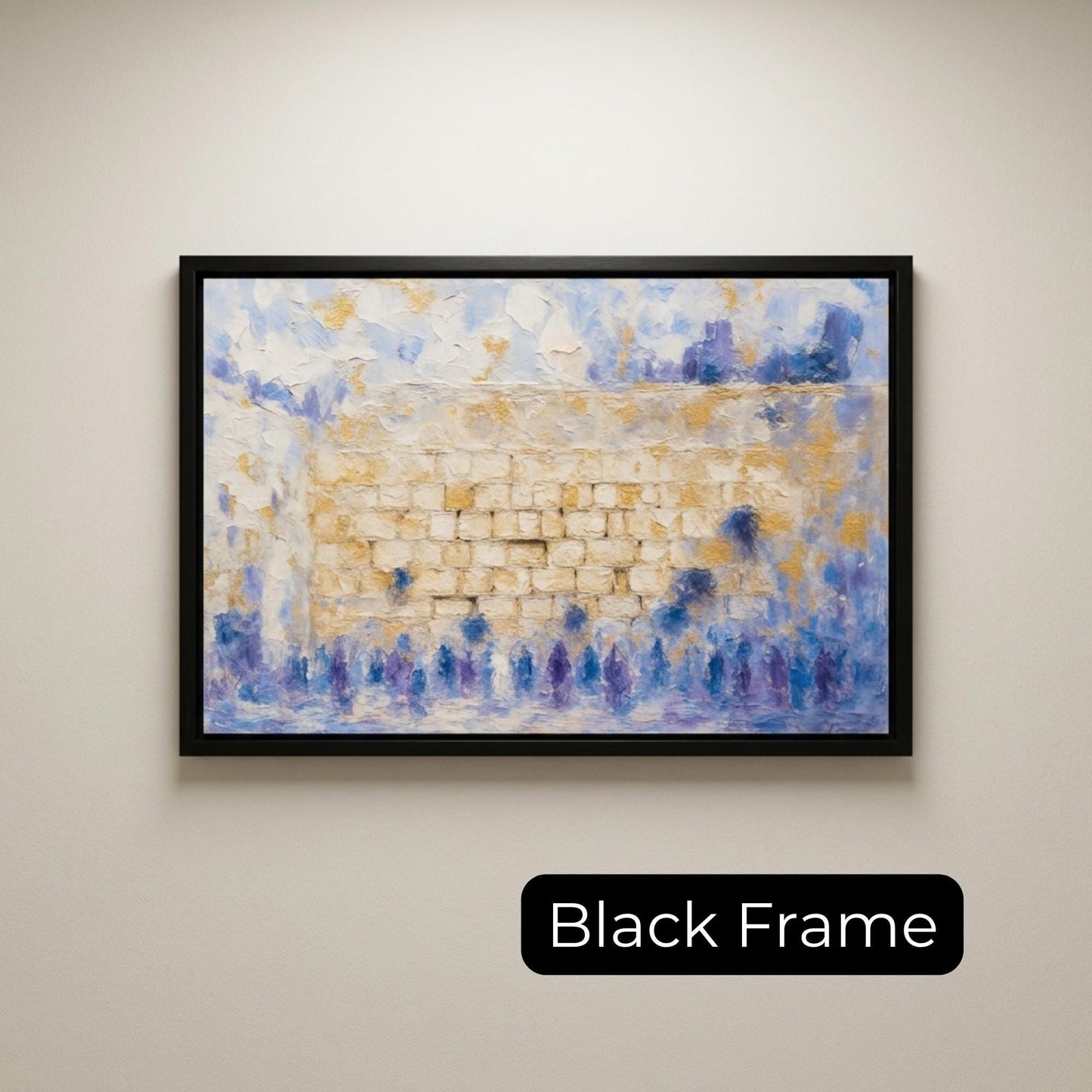Abstract Kotel Painting | Modern Jerusalem Wall Art | Blue Gold Judaica Artwork | Western Wall Acrylic Style Print