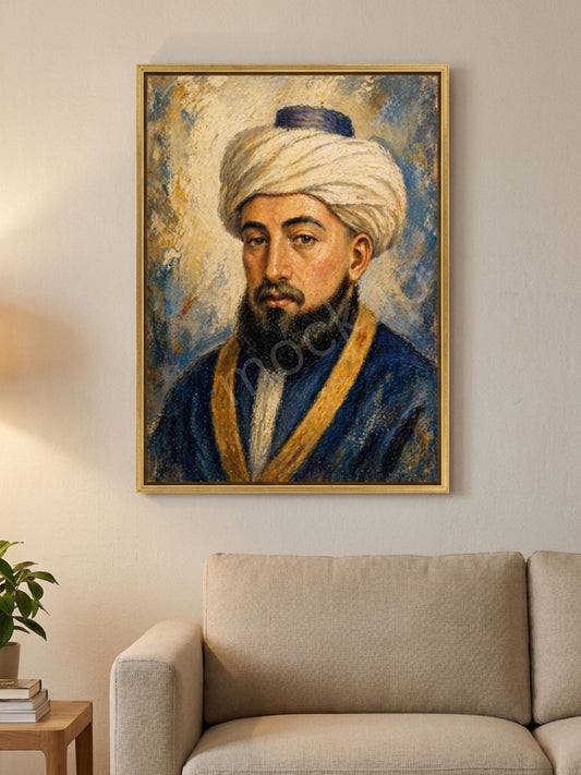 Rambam Rebbe Painting – Jewish Wall Art | Maimonides Artwork | Jewish Rabbi Portrait