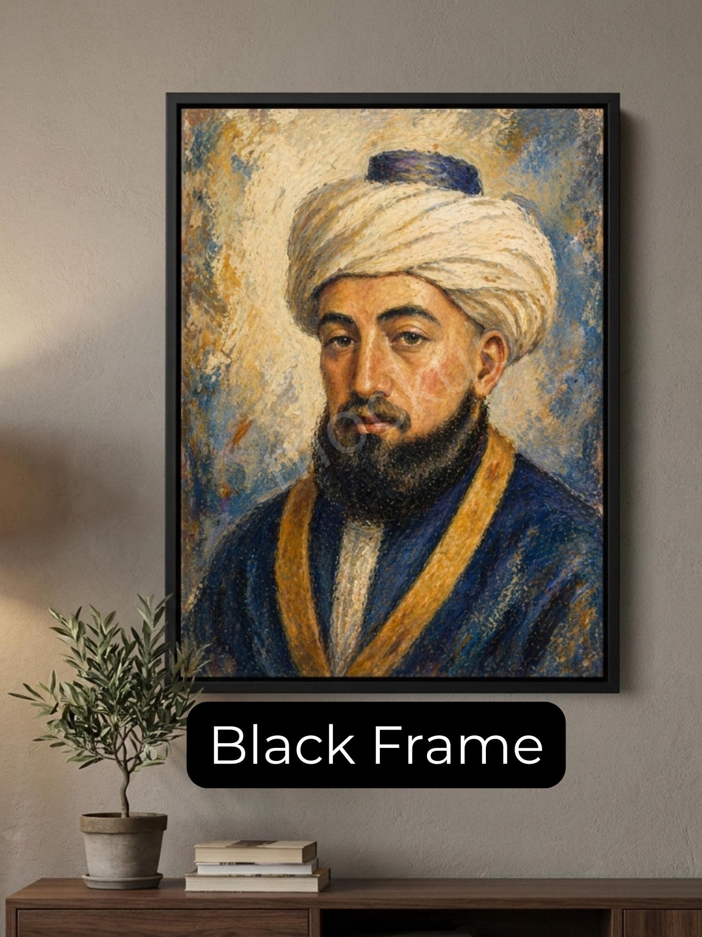Rambam Rebbe Painting – Jewish Wall Art | Maimonides Artwork | Jewish Rabbi Portrait