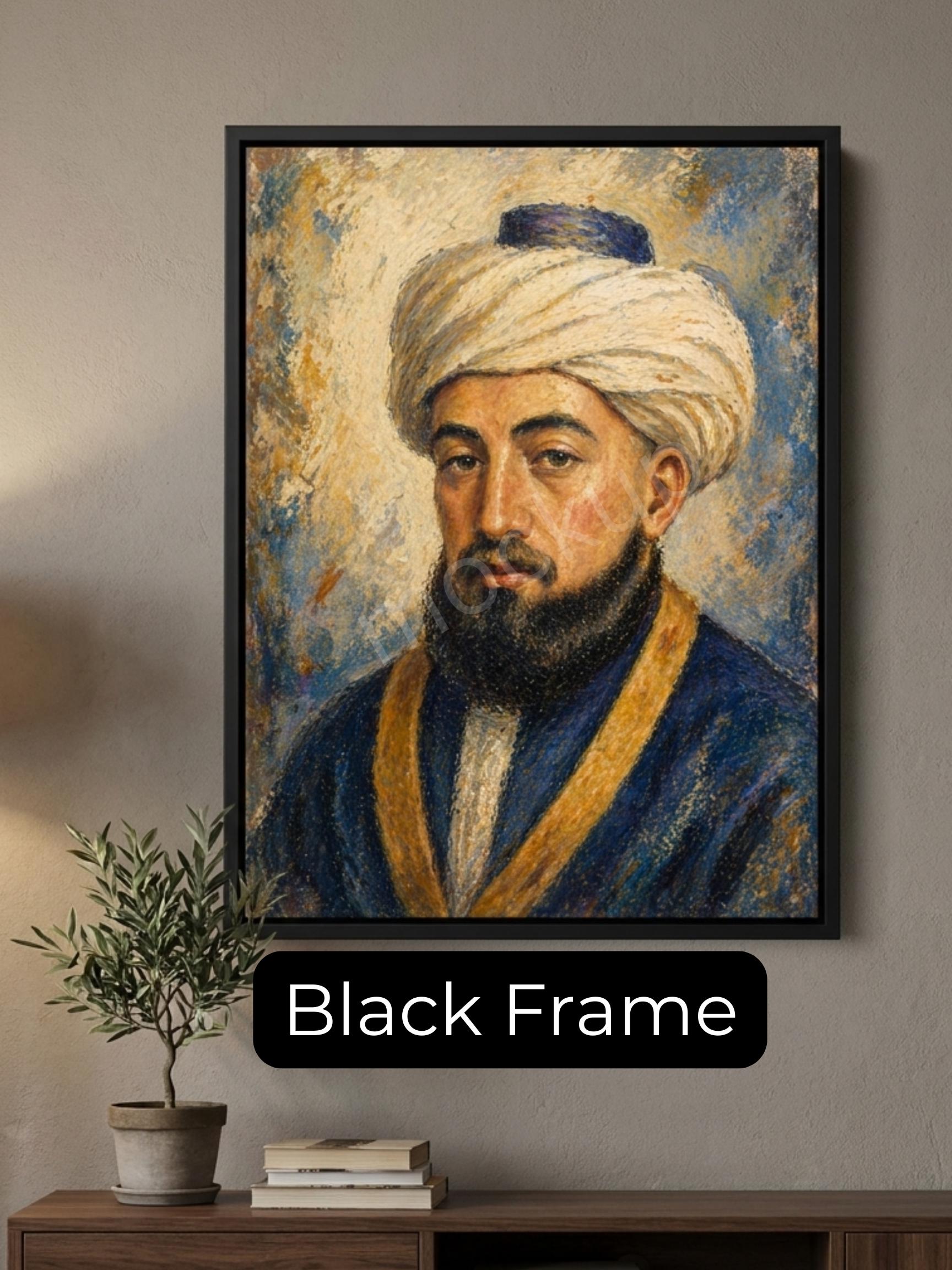 Rambam Rebbe Painting – Jewish Wall Art | Maimonides Artwork | Jewish Rabbi Portrait