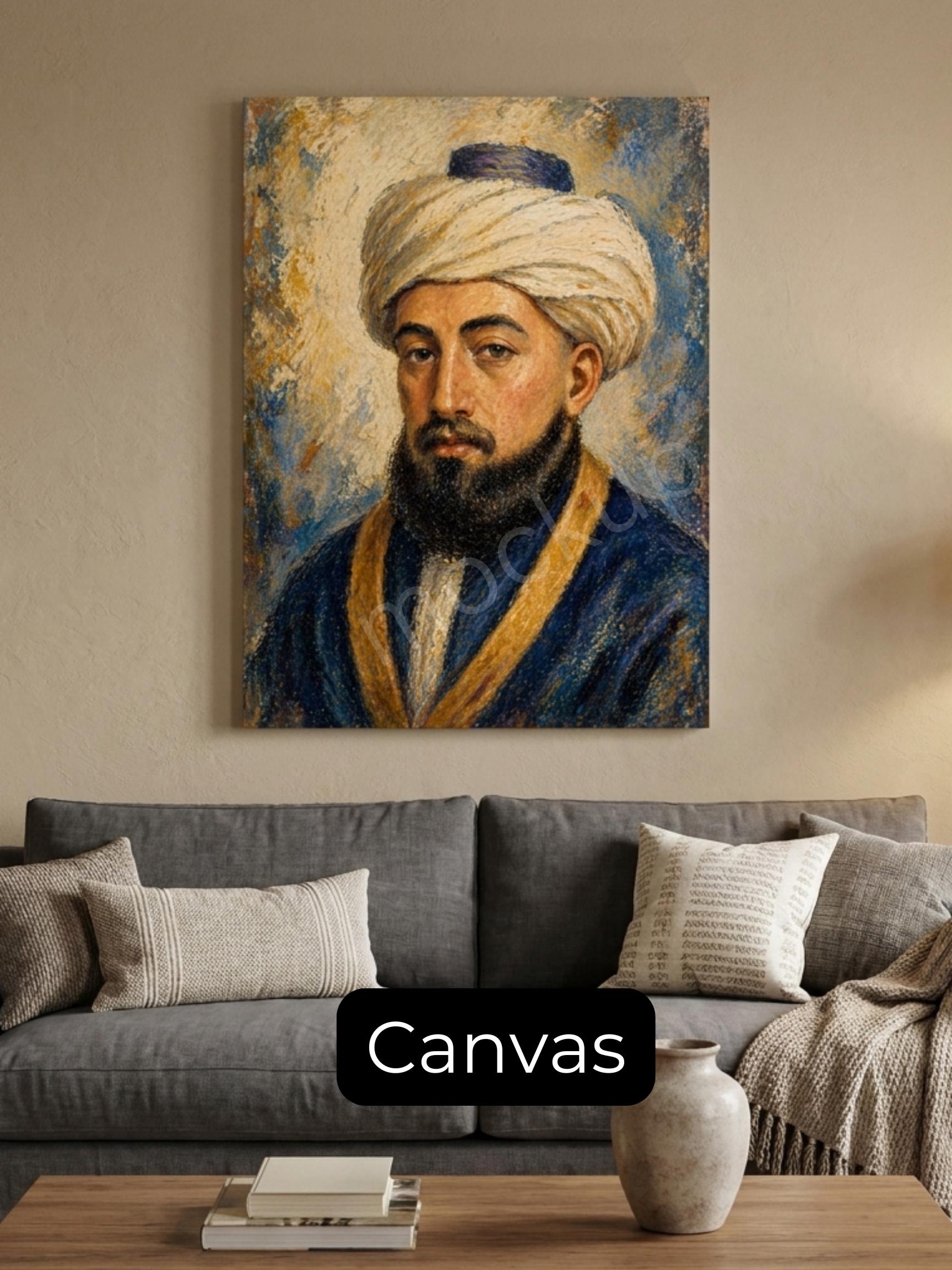 Rambam Rebbe Painting – Jewish Wall Art | Maimonides Artwork | Jewish Rabbi Portrait