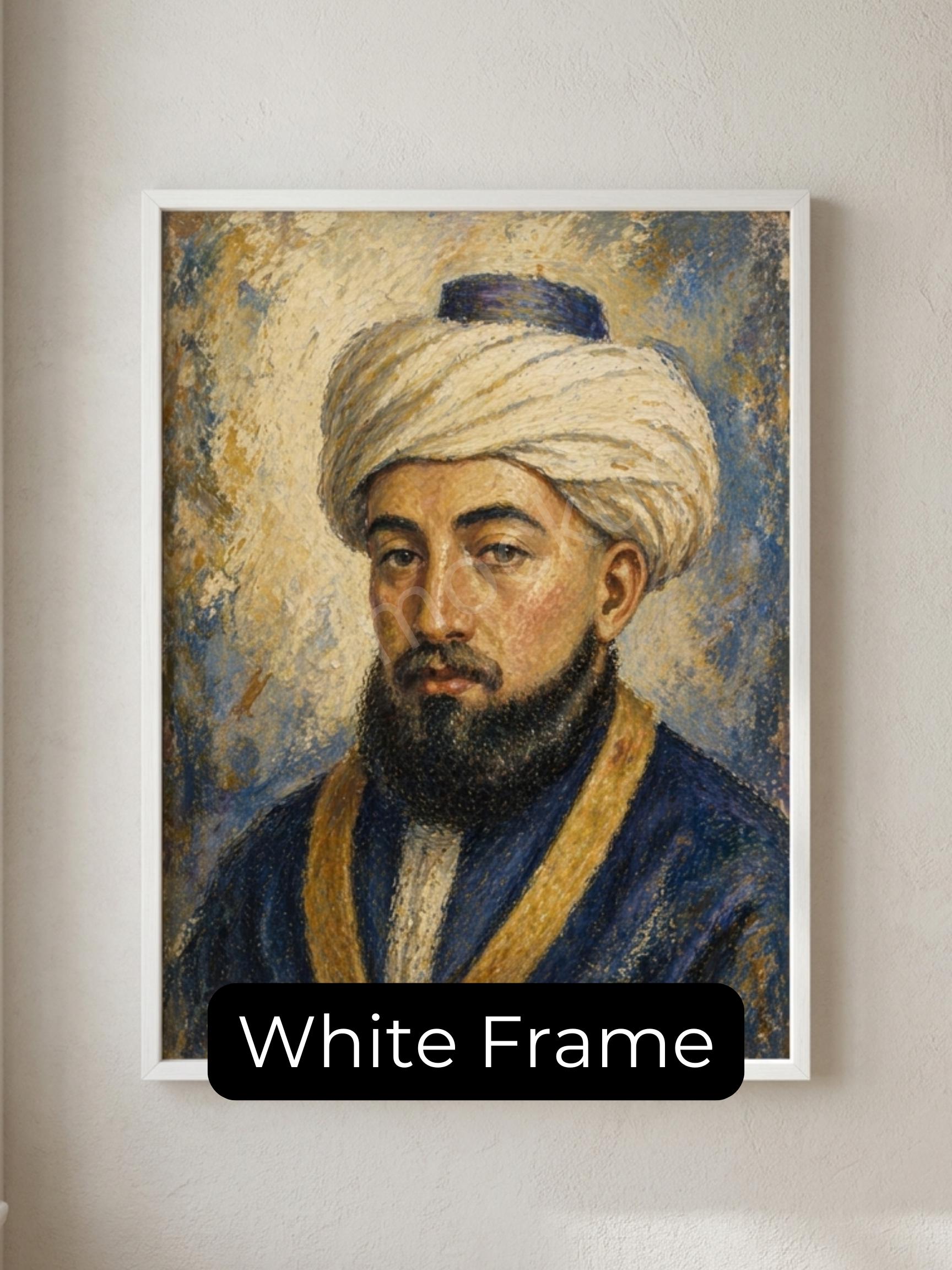 Rambam Rebbe Painting – Jewish Wall Art | Maimonides Artwork | Jewish Rabbi Portrait