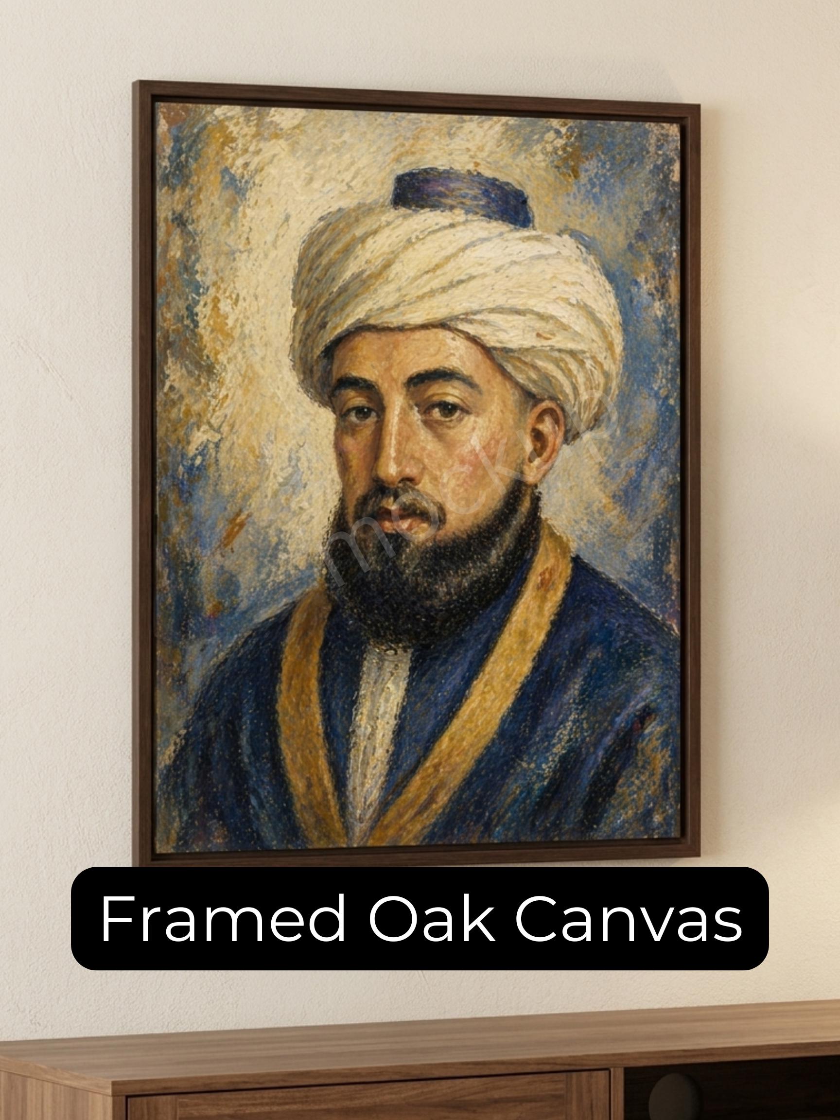 Rambam Rebbe Painting – Jewish Wall Art | Maimonides Artwork | Jewish Rabbi Portrait