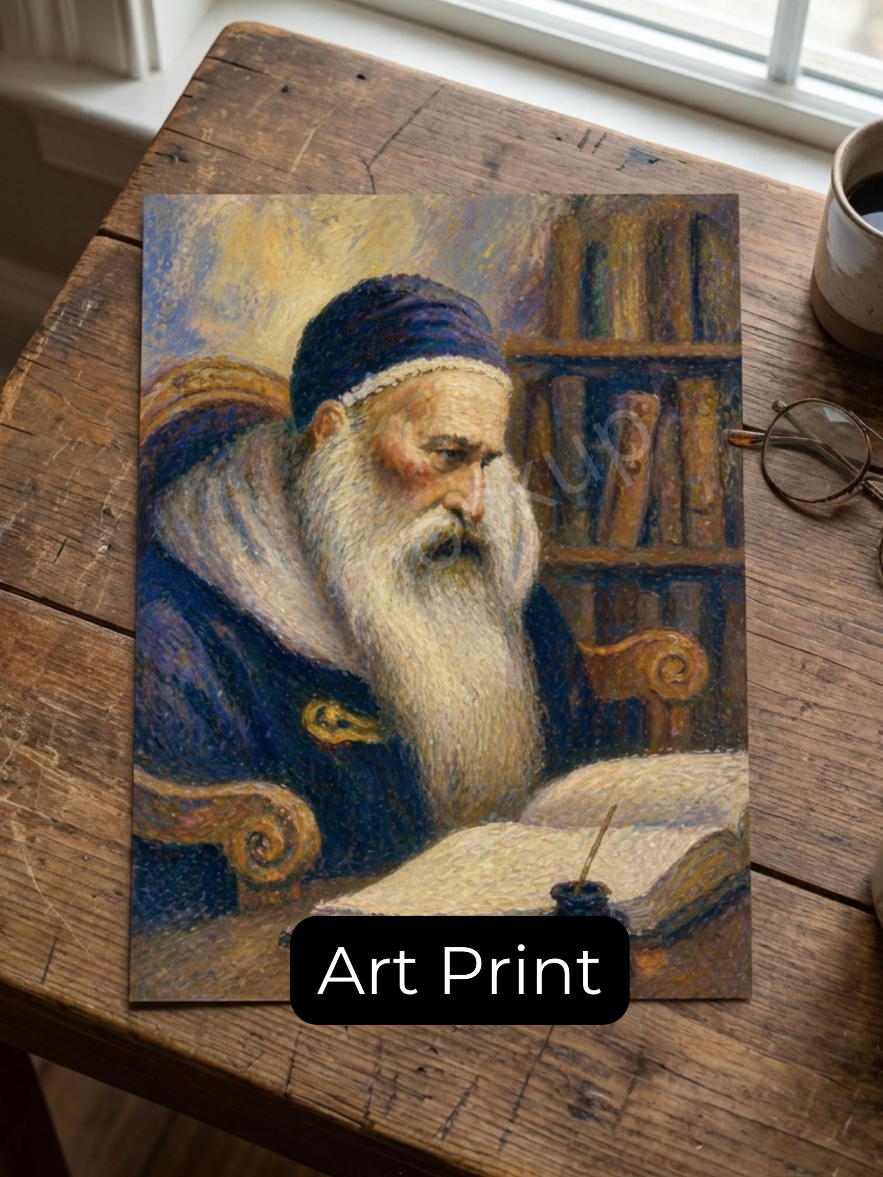 Ramban Painting – Jewish Wall Art | Nachmanides Portrait | Torah Scholar Artwork