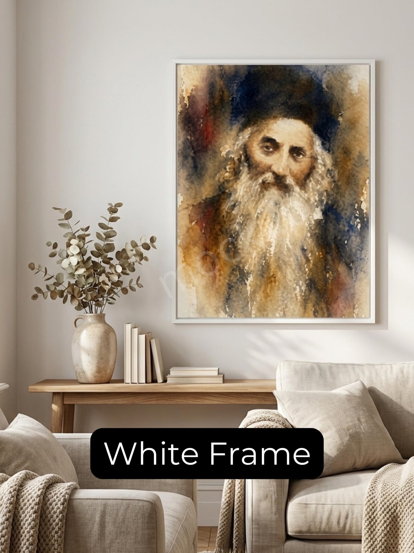 Baal Shem Tov Painting – Jewish Wall Art | Chassidic Rebbe Portrait | Spiritual Judaica Art