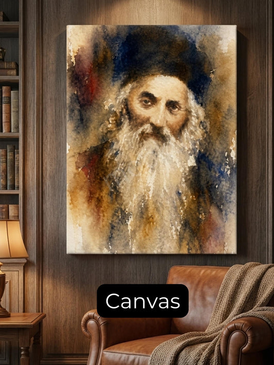 Baal Shem Tov Painting – Jewish Wall Art | Chassidic Rebbe Portrait | Spiritual Judaica Art