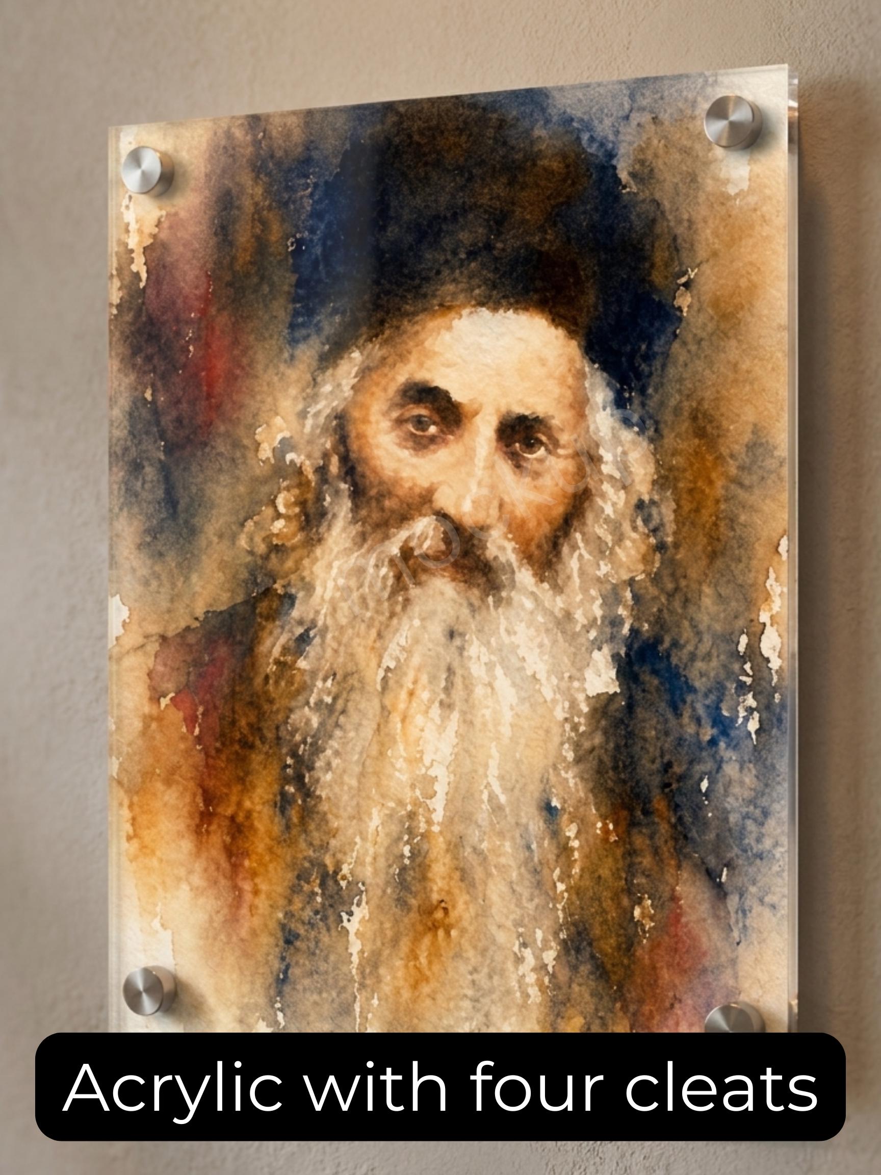 Baal Shem Tov Painting – Jewish Wall Art | Chassidic Rebbe Portrait | Spiritual Judaica Art