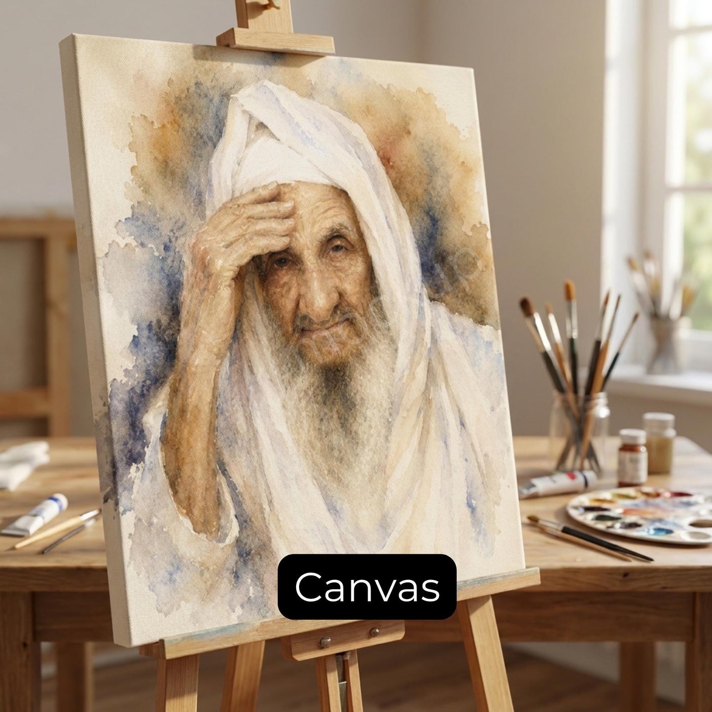 Baba Sali Painting – Jewish Wall Art | Gra Portrait | Torah Scholar Artwork