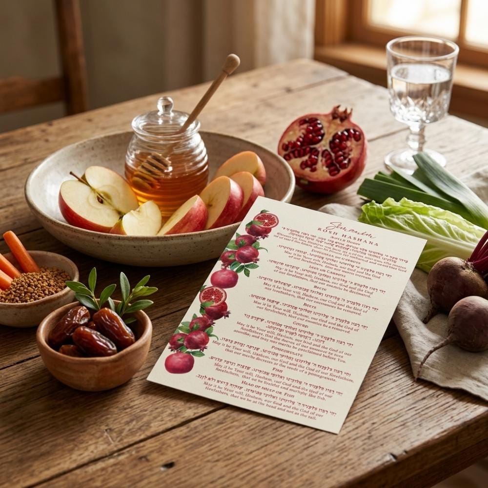 Pomegranate Simanim Cards