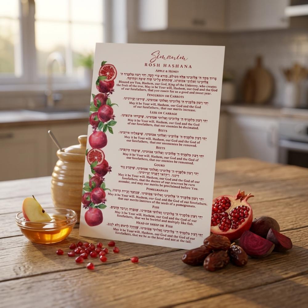Pomegranate Simanim Cards