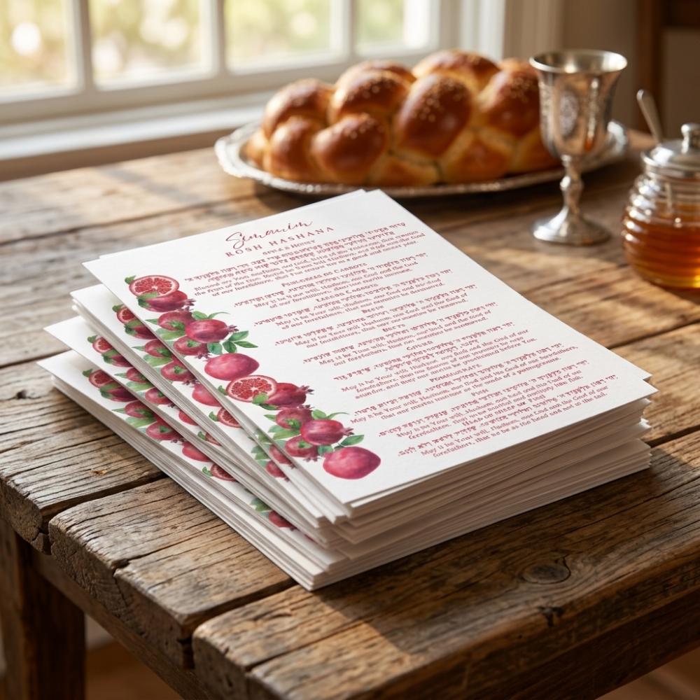 Pomegranate Simanim Cards