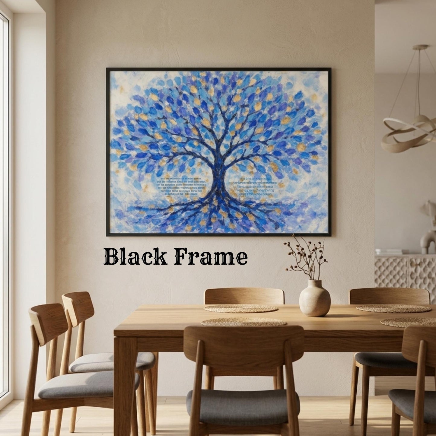 Tree of Life Birkat HaBayit Print, Jewish Home Blessing in Hebrew & English, Blue and Gold Judaica Wall Art, Housewarming Gift