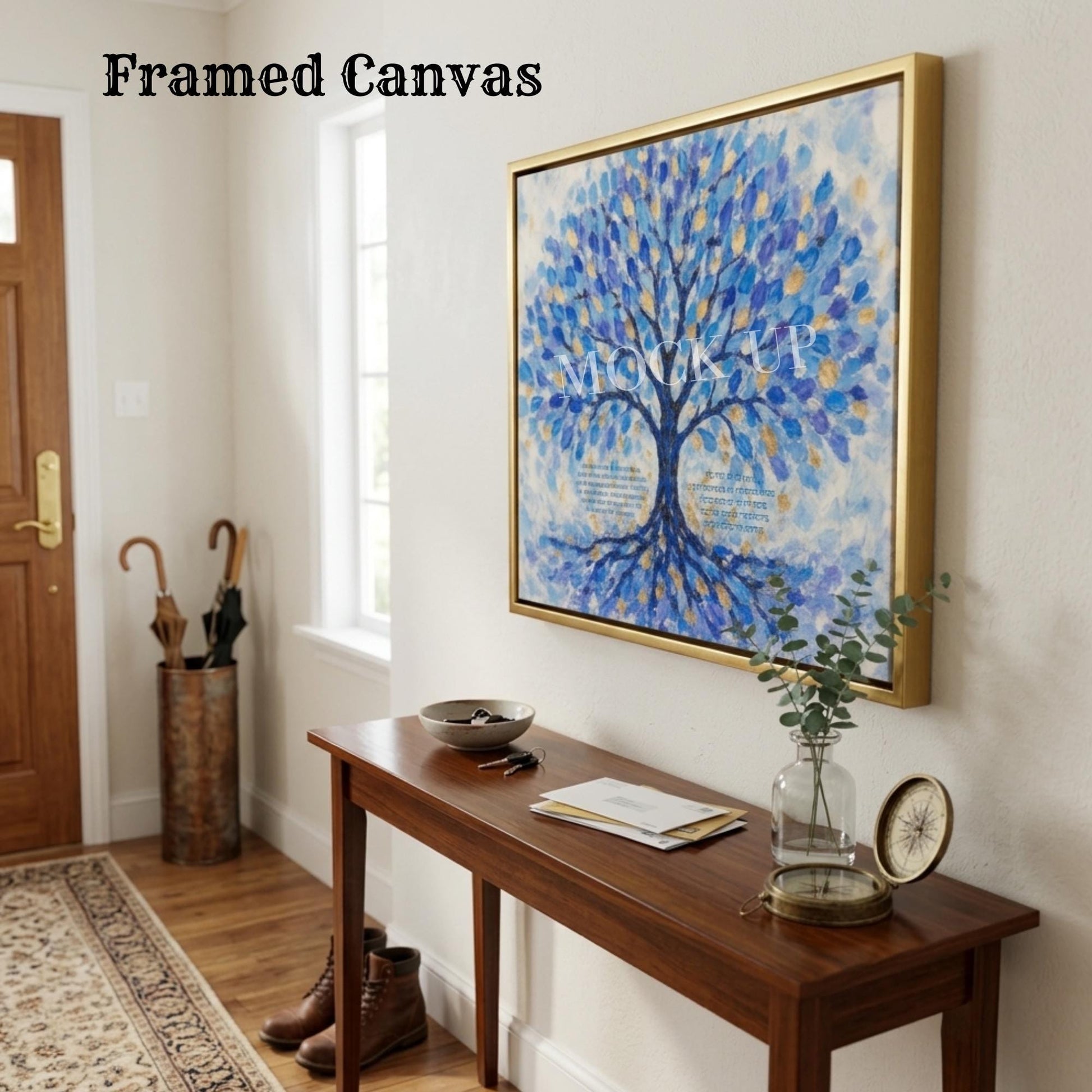 Tree of Life Birkat HaBayit Print, Jewish Home Blessing in Hebrew & English, Blue and Gold Judaica Wall Art, Housewarming Gift