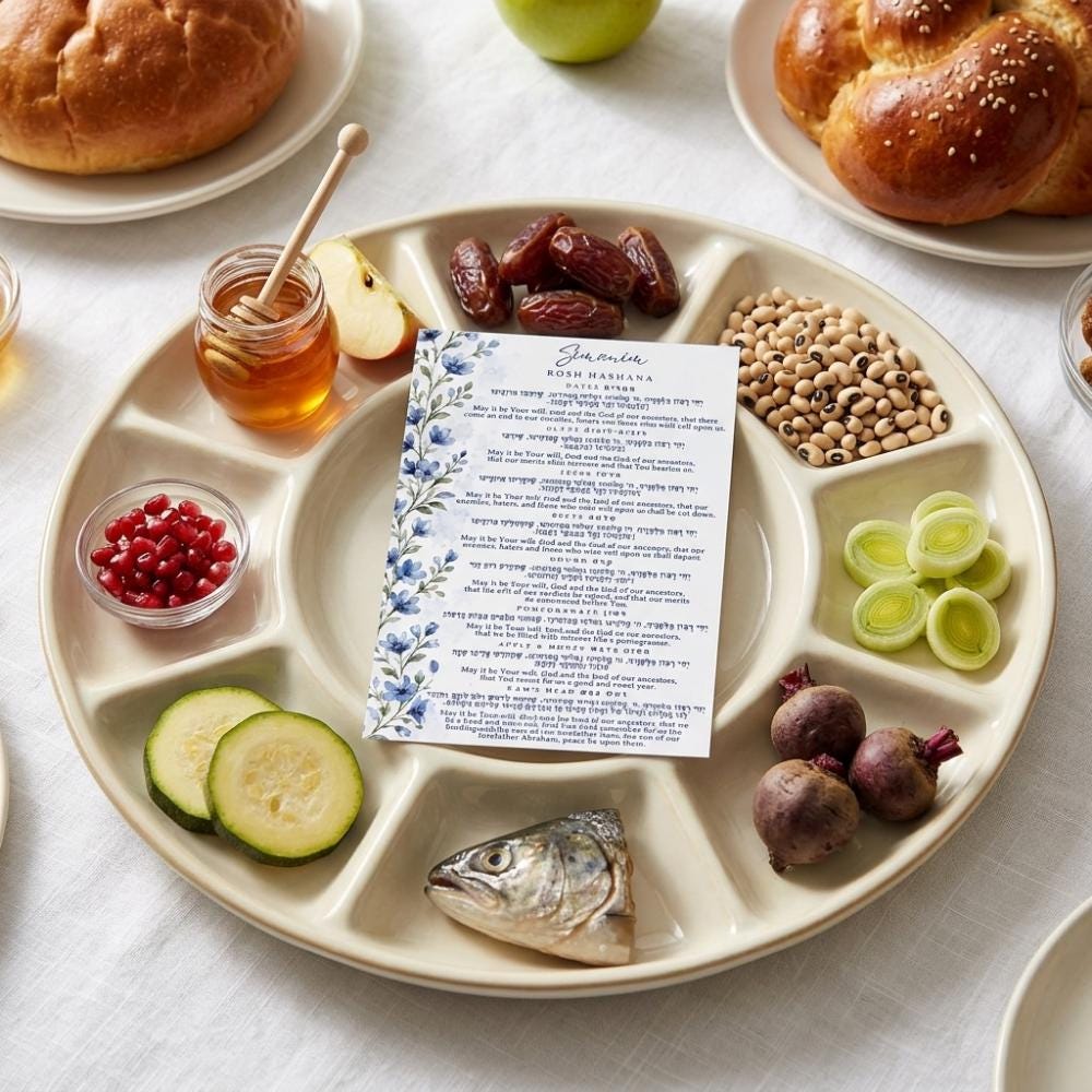 Blue Floral Rosh Hashana Cards