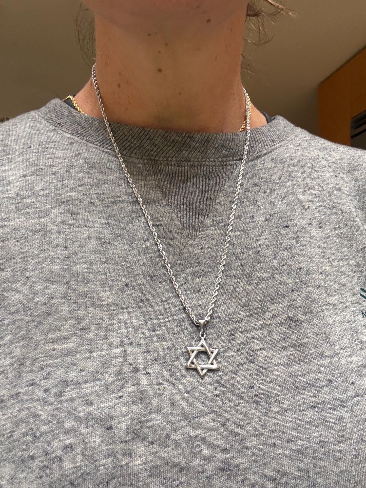 Stainless Steel Star of David Necklace, Gold or Silver Plated, Bar Bat Mitzvah Gift