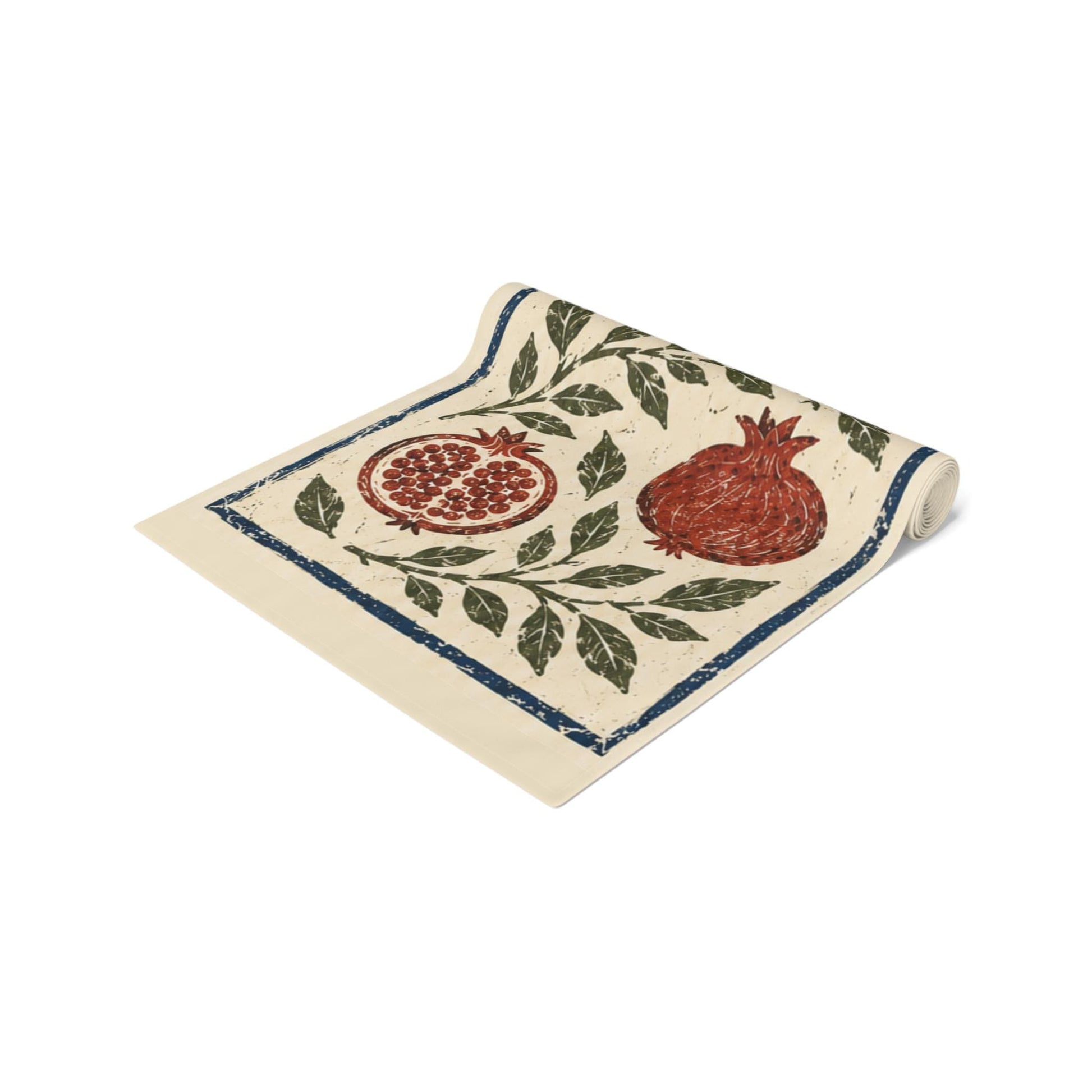 Rosh Hashanah Table Runner, Shana Tova Hebrew Pomegranate Table Decor, Jewish New Year Holiday Table Runner, Judaica Hostess Gift