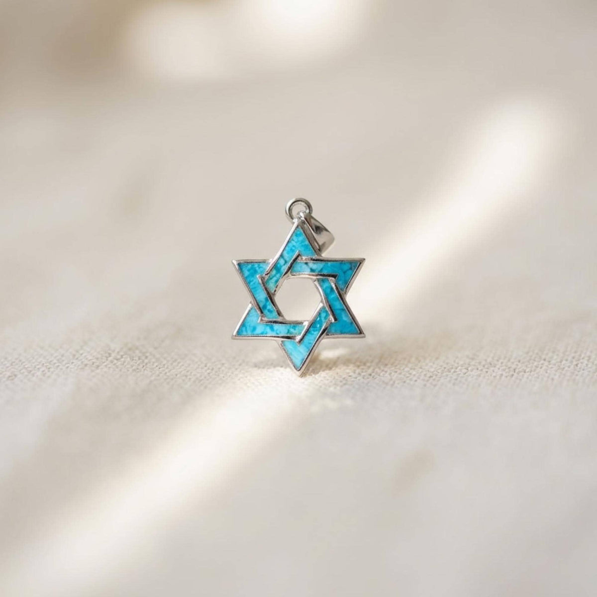 Light Blue Opal Star of David Necklace – Sterling Silver Judaica Gift