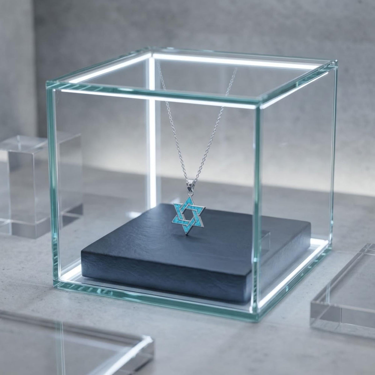 Light Blue Opal Star of David Necklace – Sterling Silver Judaica Gift