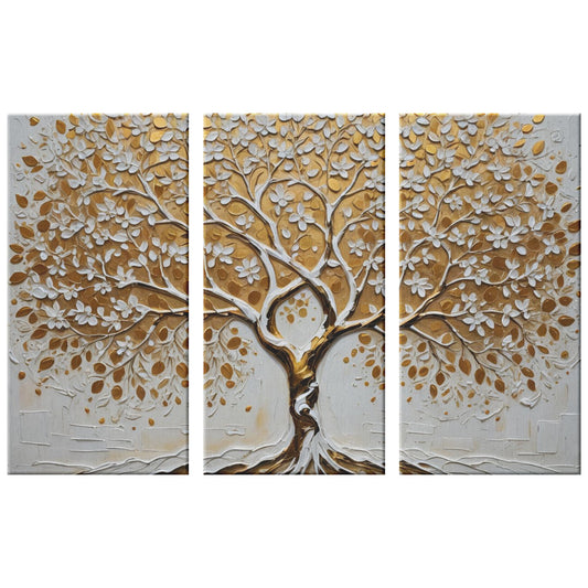 Gold and white Tree of life art