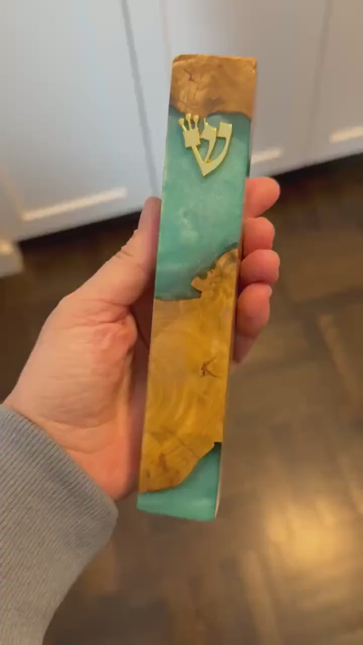 Handmade Mezuzah Case Olive Wood Mezuzah Jewish Door Decor Judaica Gift 8 Inch Mezuzah for Home or Wedding Modern Jewish Gift