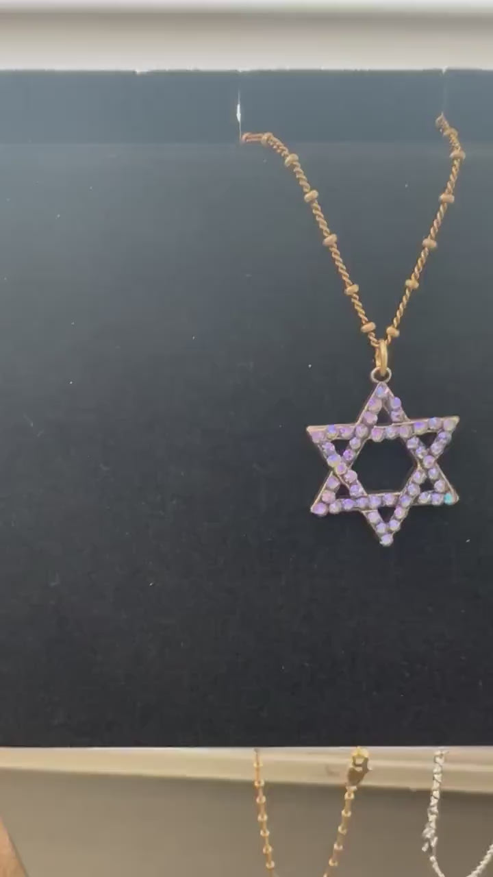 Light Blue and white Star of David Necklace - unique Jewish necklace - Judaica gift- Chanukah gift