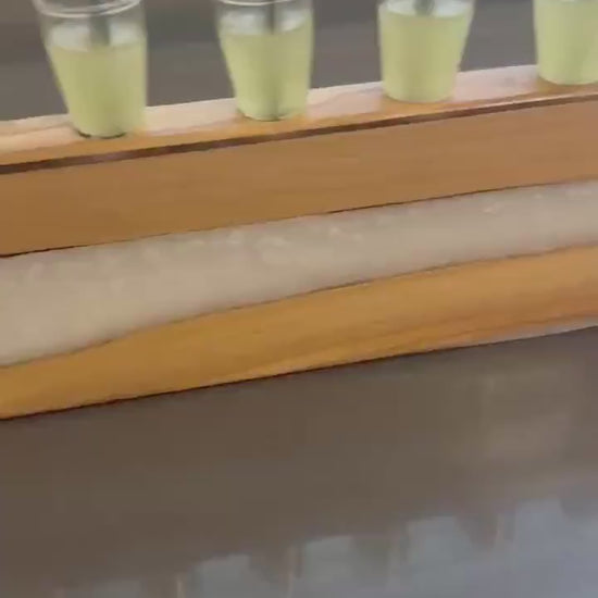 Olive Wood and Resin Chanukah Menorah | Handmade Hanukkah Judaica | Modern Jewish Home Gift